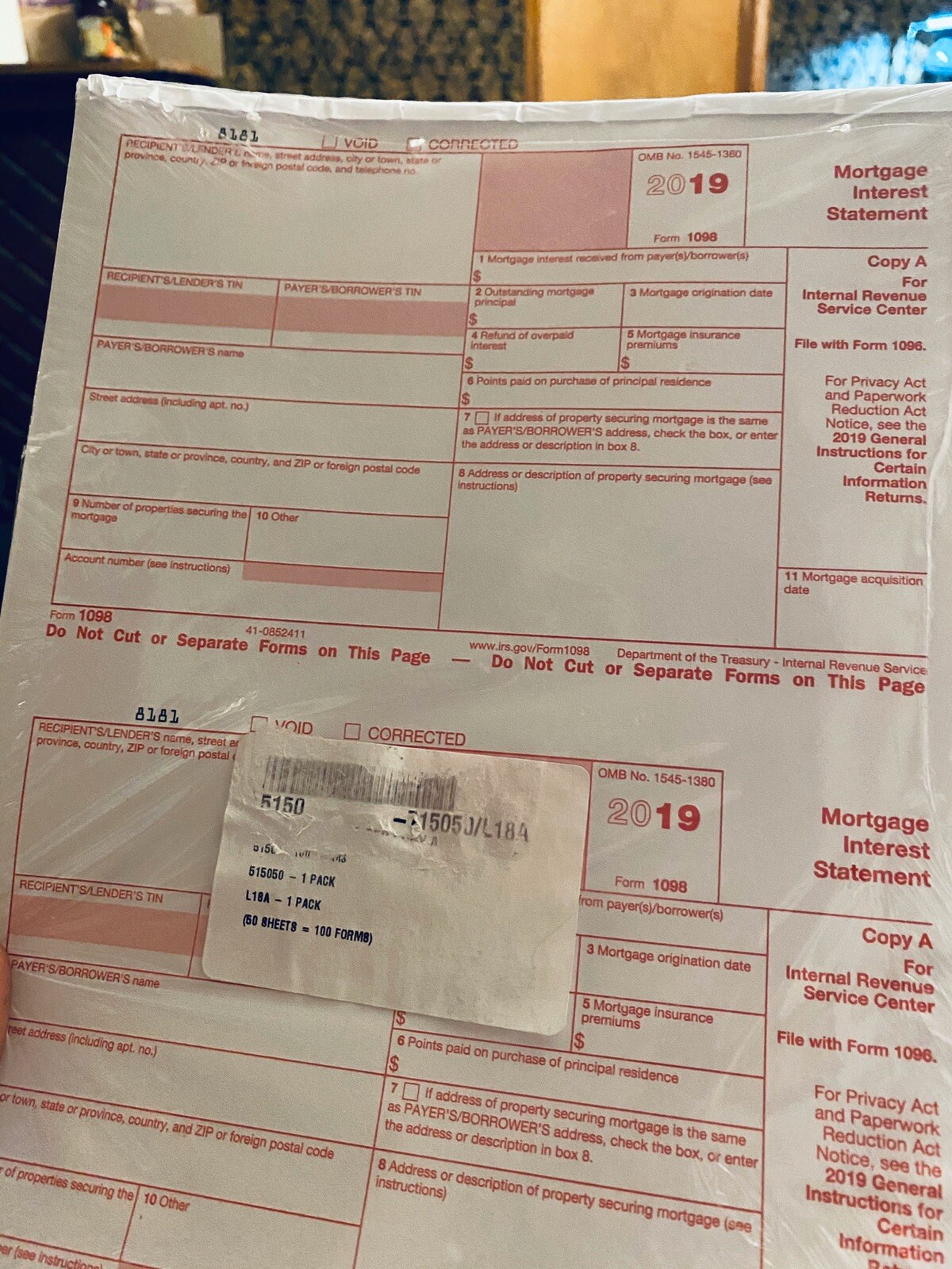 2019 Mortgage Interest Statement 2019 Forms —-new 50 Sheets..100 Forms New !