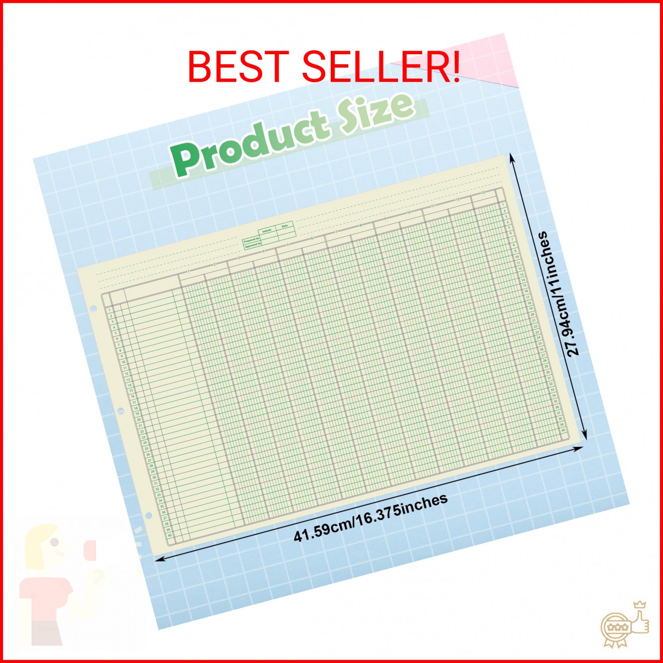 Fulmoon 5 Pack 250 Sheets Ledger Paper Accounting Columnar Pads 3 Hole Analysis