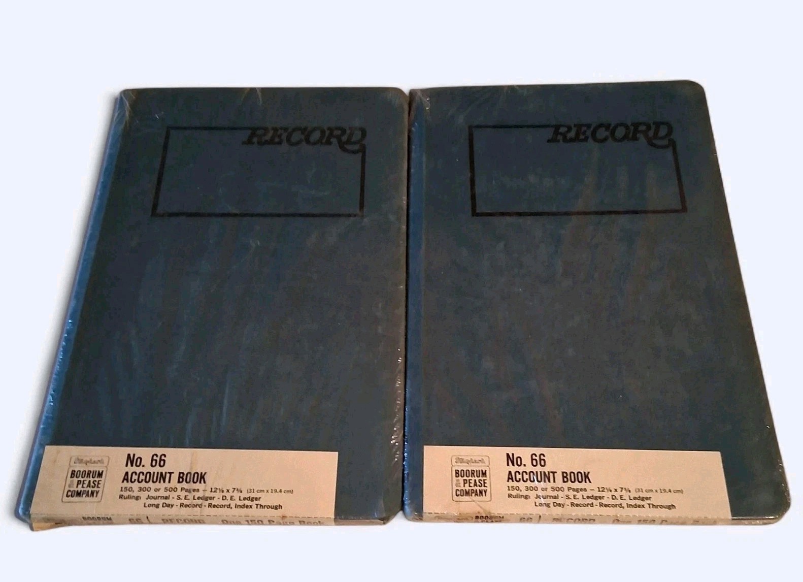 Lot Of 2 Boorum & Pease No 66 Account Book Green 150 Pages 12 1/8″ x 7 5/8″‘