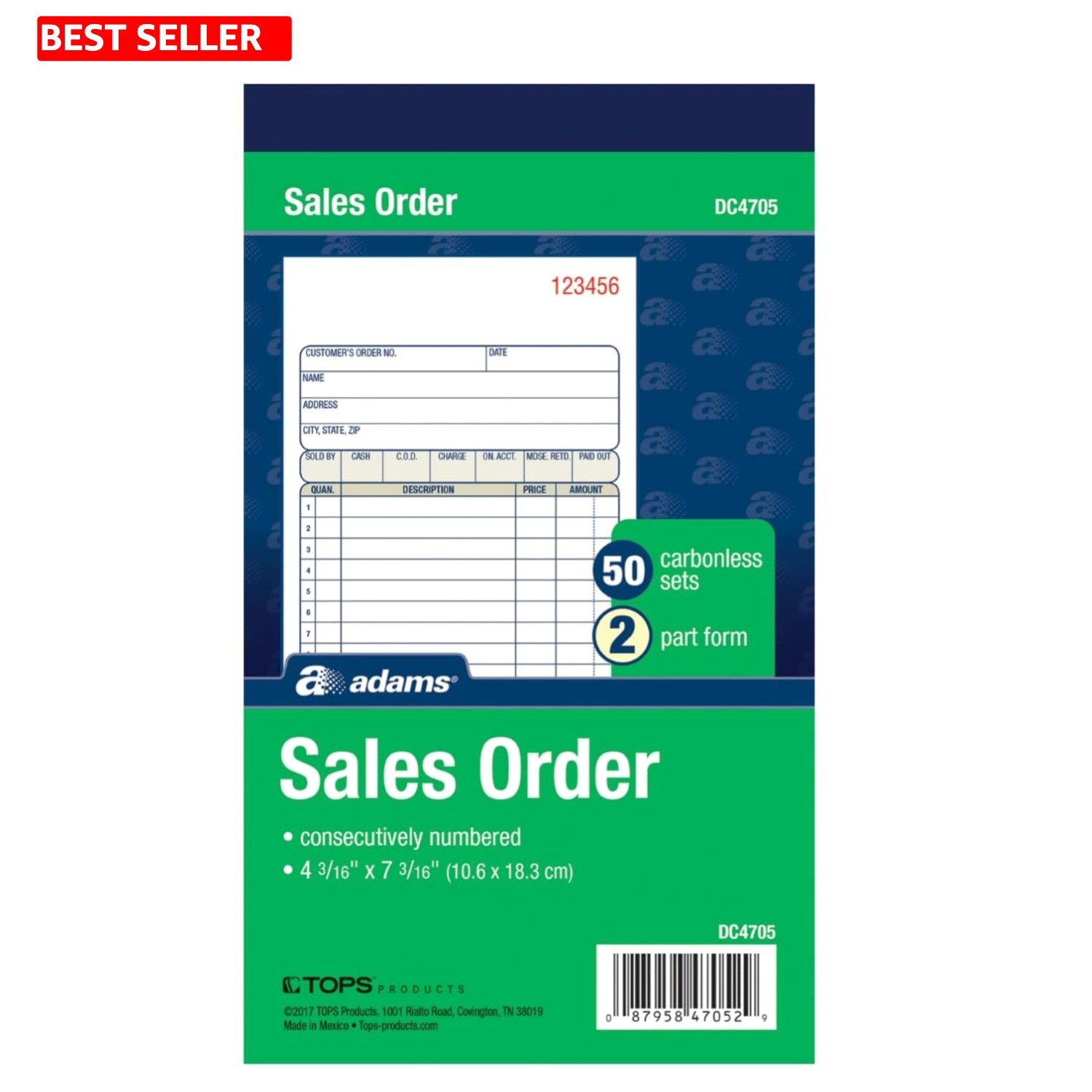 Professional Carbonless Order Book, 50 Sets, 2-Part for Small Business Use