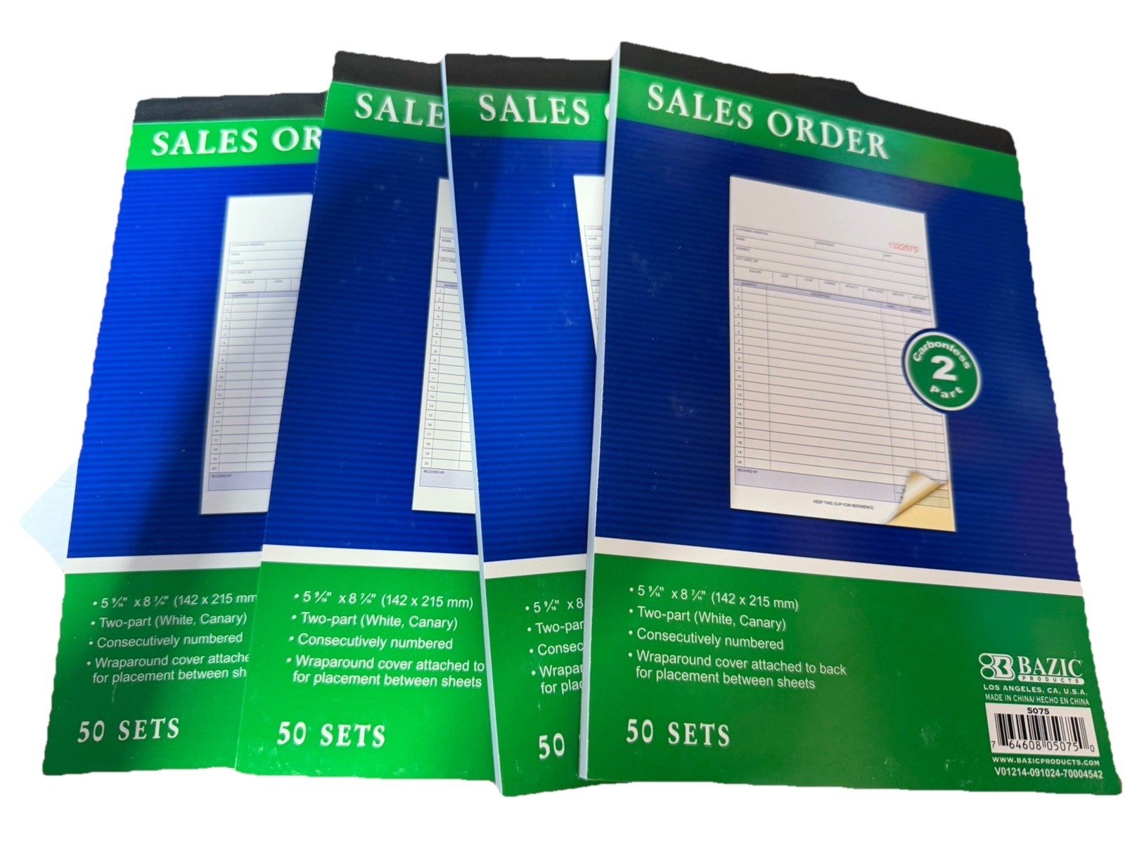 4 X Sales Book Order Receipt Invoice Carbonless Copy 50 Set books 5.5″x8.5″