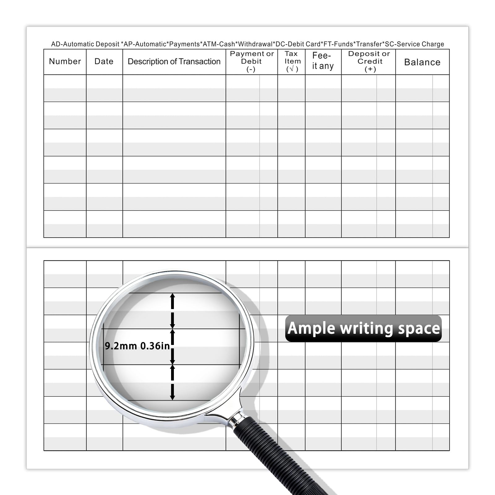 16 pcs Checkbook Register, 6″ x 3″ Easy to Read Black & White Check Registers