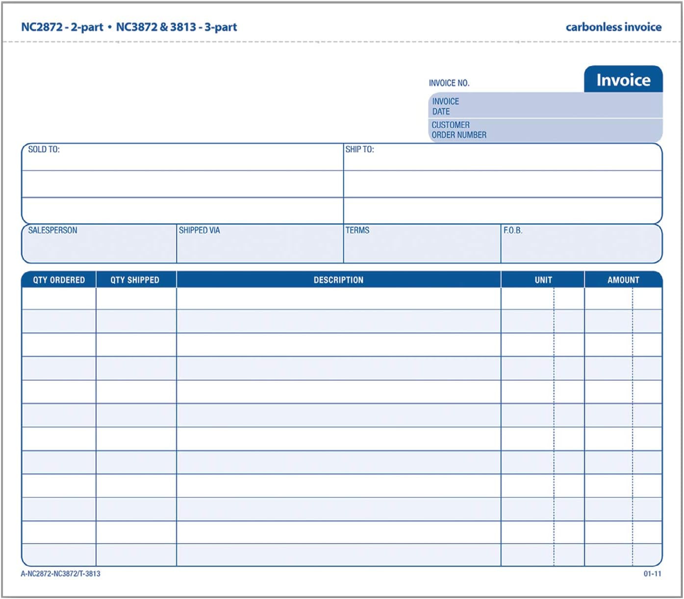 Invoice Book, 2-Part Carbonless, 8-1/2″ X 7-7/16″, 50 Sets per Book (NC2872), Wh