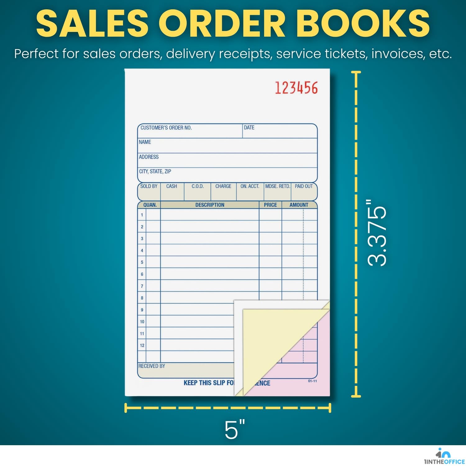 Blue Carbonless Sales Order Book 50 Sheets 3 Part Blue White Carbonless Forms