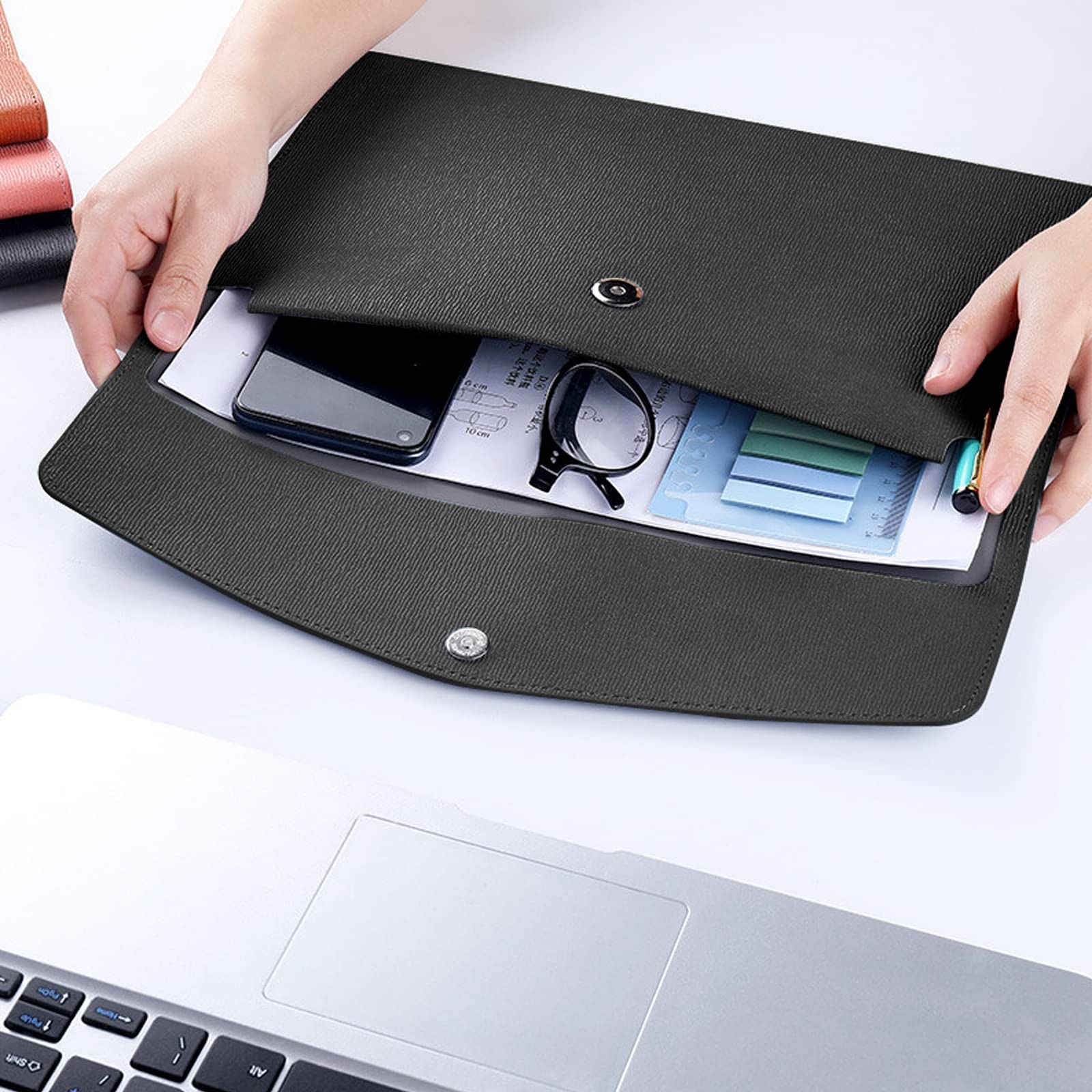 VANRA 1 Piece PU Leather Envelope File Folders A4 Paper 13″L x 9.6″W, Black