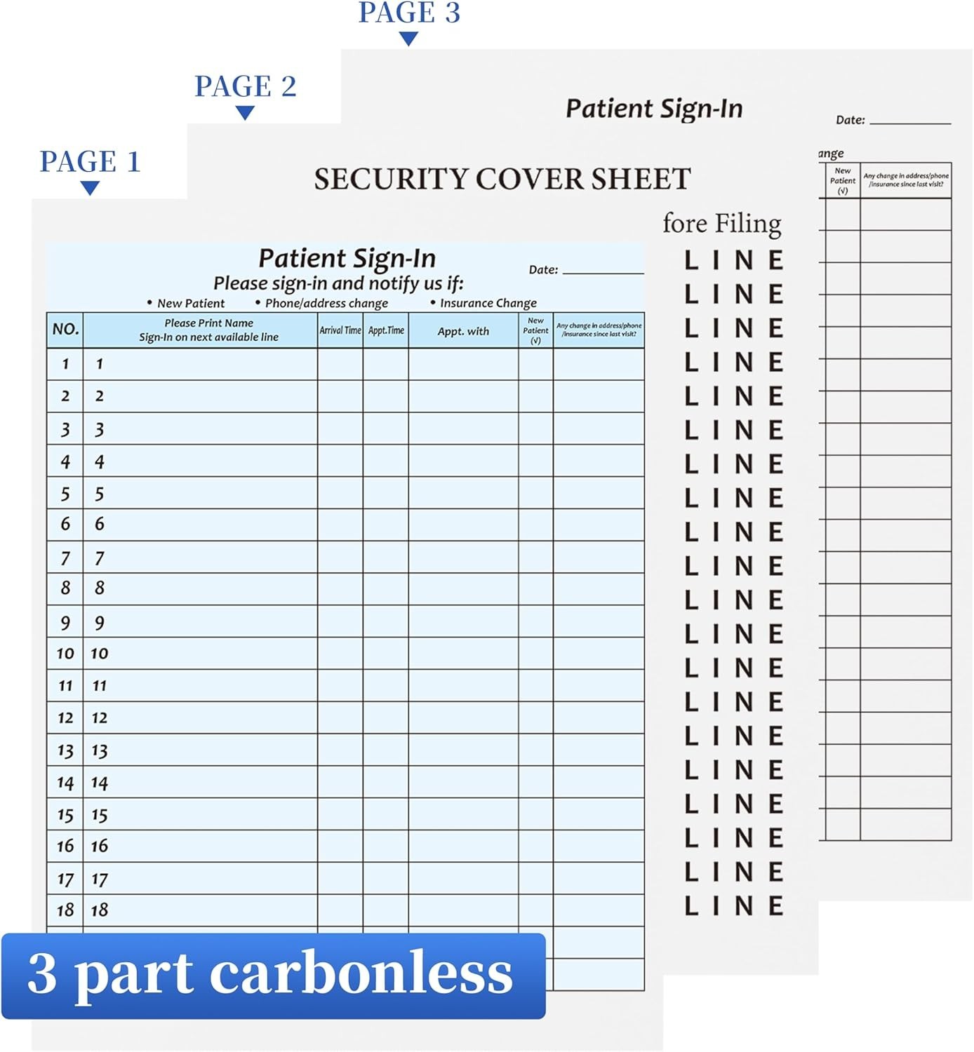 30Packs,Patient Sign in Sheets,HIPAA Compliant,Adhesive Peel-Off Patient Form