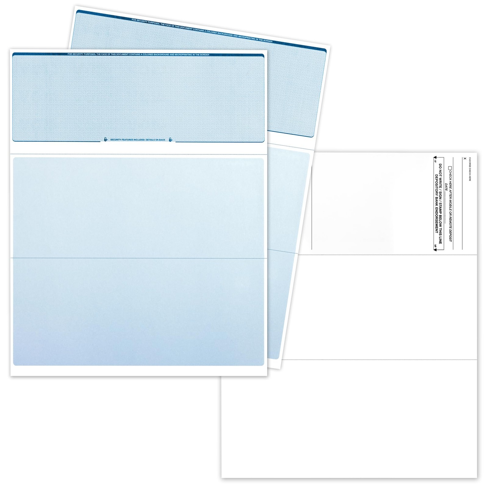 Business Checks on Top, Blank Check Paper for 100 Sheets, Diamond Blue