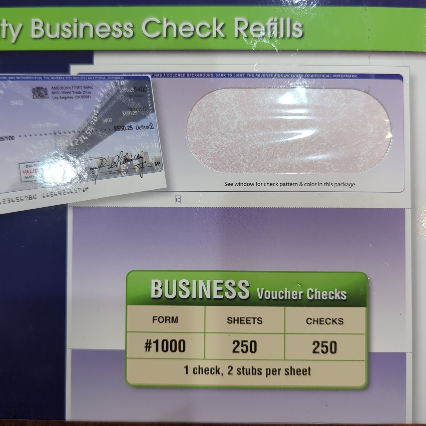 VersaCheck Security Checks – 250 PINK Blank Business Voucher Check on TOP
