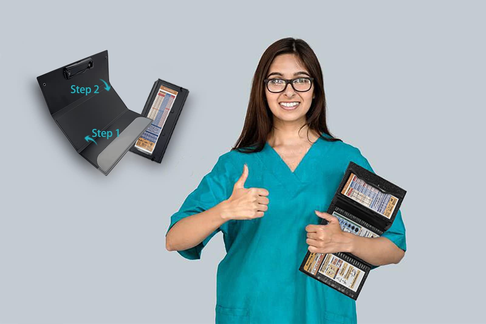 2Packs Nursing Clipboard Foldable, Black Nurse for Medical