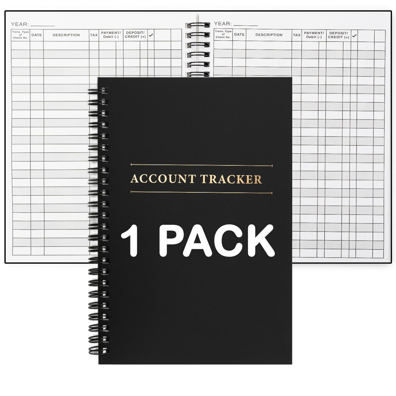 1 Pack Expense Tracker Ledger Book- Finance Black – 1 Pack, – 1
