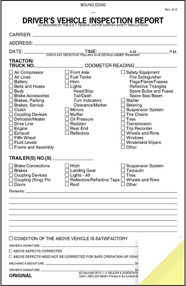 Detailed Vehicle Inspection Report Books – 5-Pack, DOT Compliant, Easy Checklist