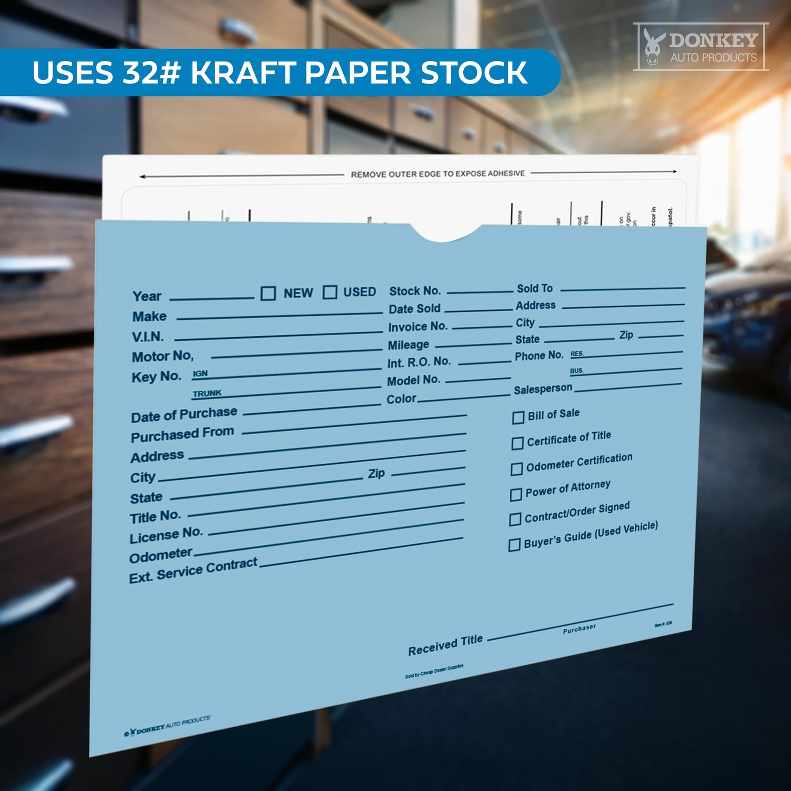 Printed Vehicle Deal Envelopes 9×12 Jackets (100 shrink One Size, Blue