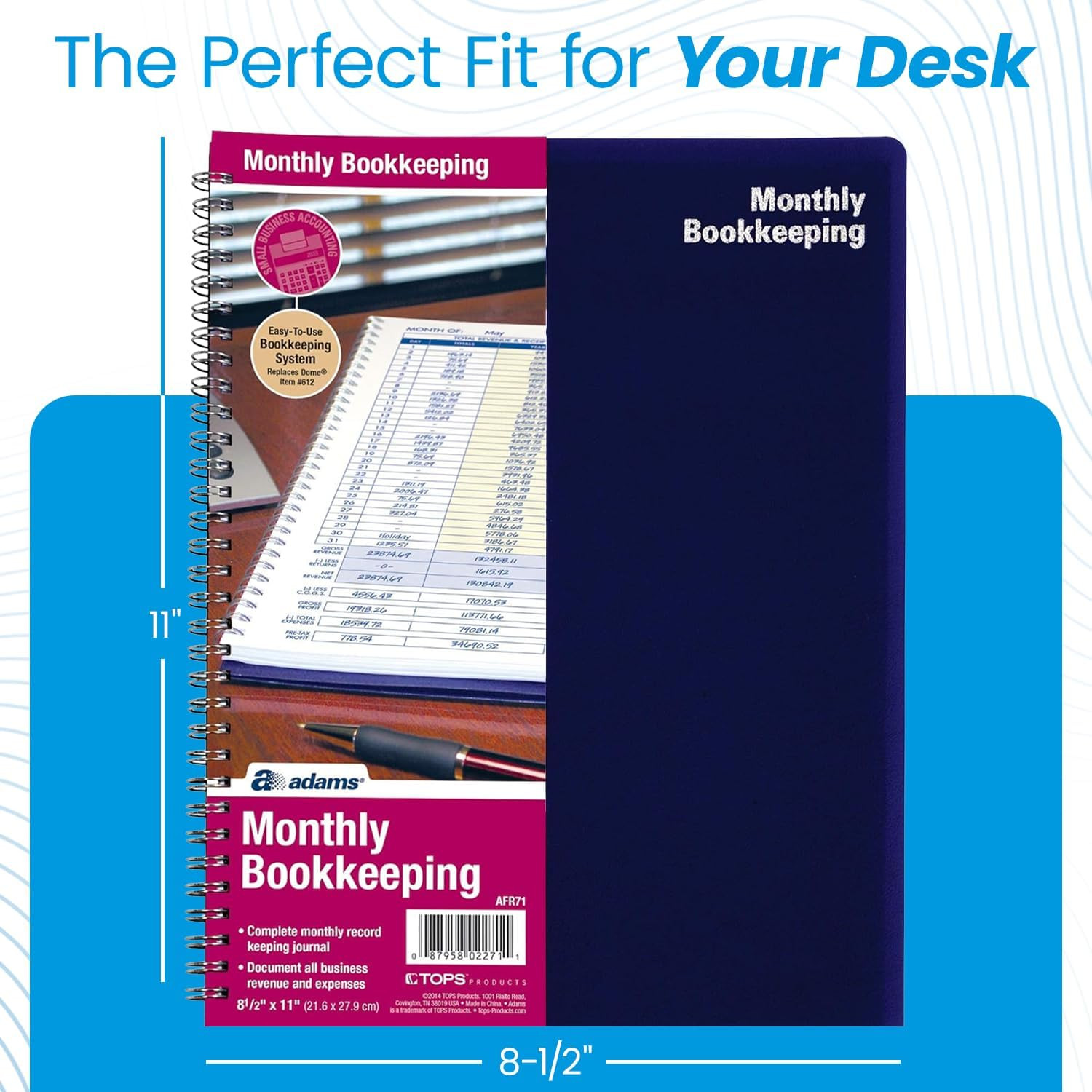 Monthly Bookkeeping Record Book – 8.5″ x 11″ Spiral Bound 4 Column Ledger 128 Pa