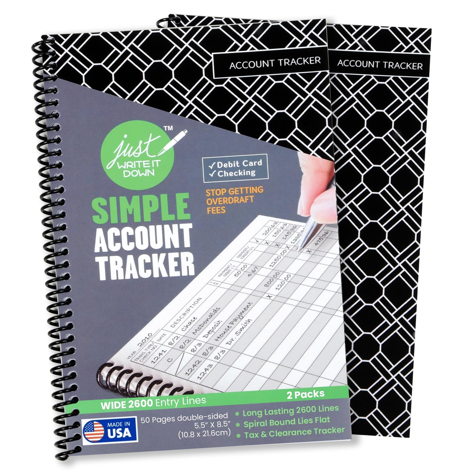 ‘s Premium Check Book Register & Debit Card Ledger Notebook – Checking Accoun…