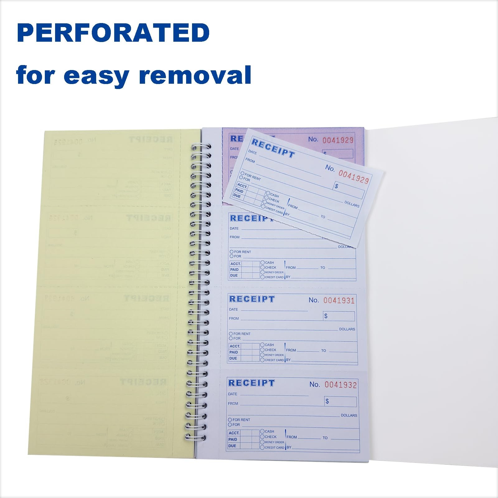 5 Pack Money Rent Receipt Book 3Part Carbonless 100 Sets 51/2×11 Inch DIY