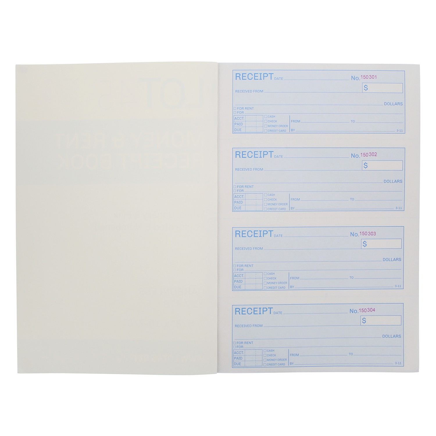 Lot45 Money Rent Receipt Book 5 Piece Set – 7.6x11in – 3 Part Carbonless Books