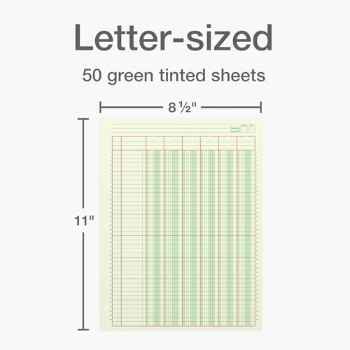 ADAMS ANALYSIS PAD, 8 1/2″ X 11″, 100 PAGES (50 SHEETS), 6 COLUMNS, GREEN