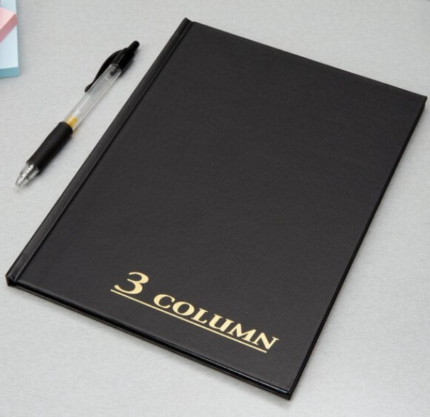 NEW Adams Account Black 3-Column Record Book Ledger Hardback Cover 80p