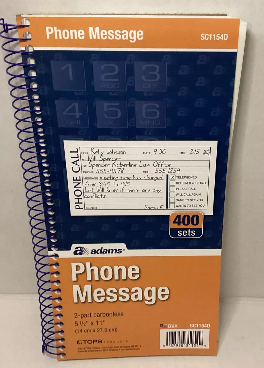 Adams phone message 2-part carbonless 400 sets 1 books office supplies 2019