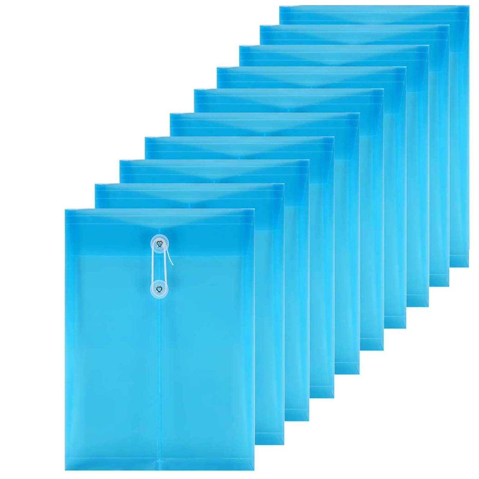 ZLYY 10 Pack Clear Blue Plastic Poly String Envelope with One Size,