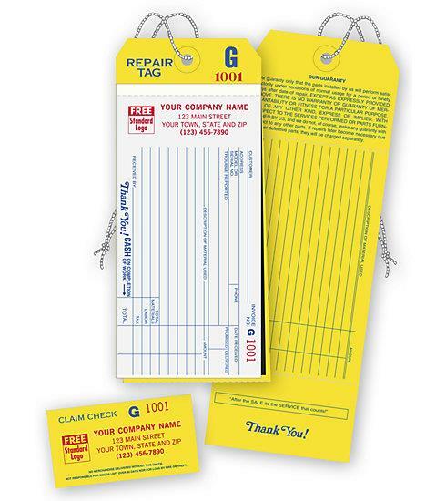 4-IN-1 Repair Tags, Detachable Claim Check / 2 Part / Deluxe-Nebs No. 300