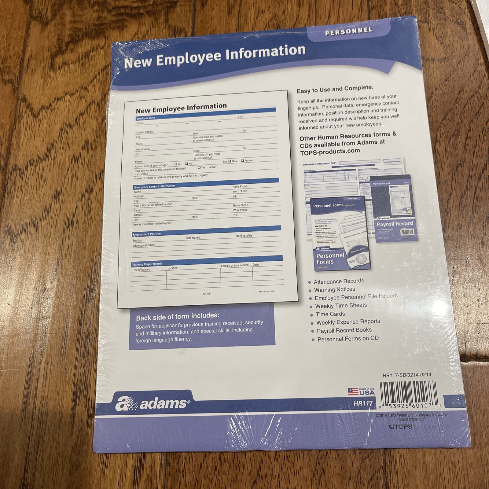 Adams New Employee Information Forms, 50 Sheets HR117-SF Lot Of 2 Employment NEW