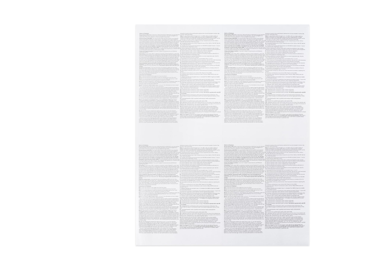 Blank W2 4 Up Tax Forms 2023,50 Employees kit, with Self-Seal Envelopes, Inst…