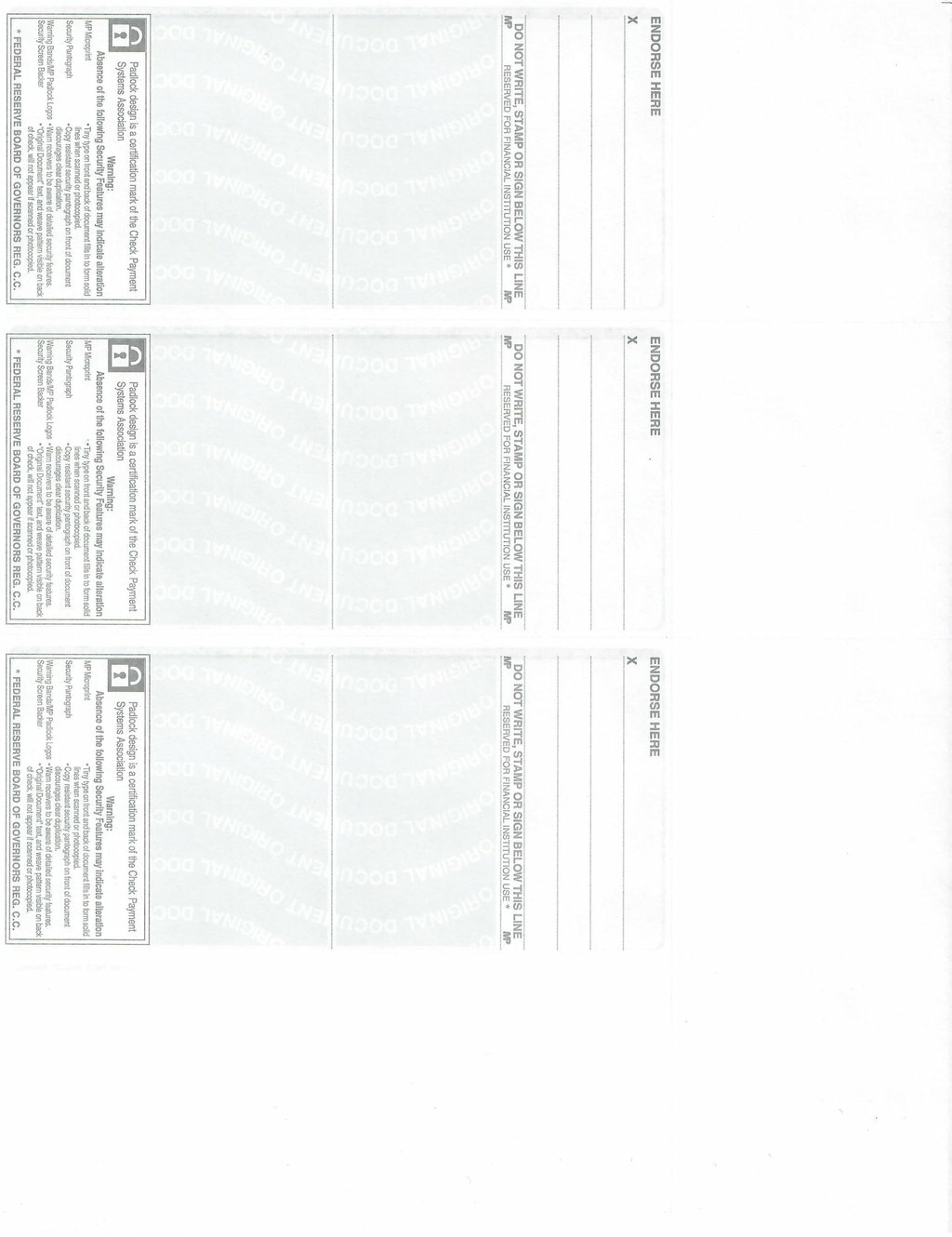 300 Personal Wallet Size Blank Check Stock / Deposit Slips
