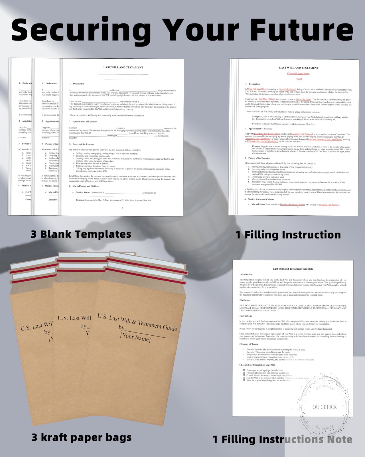 2025 Last Will and Testament Kit (3-Pack) DIY Estate Planning Forms, Lawyer-Prep