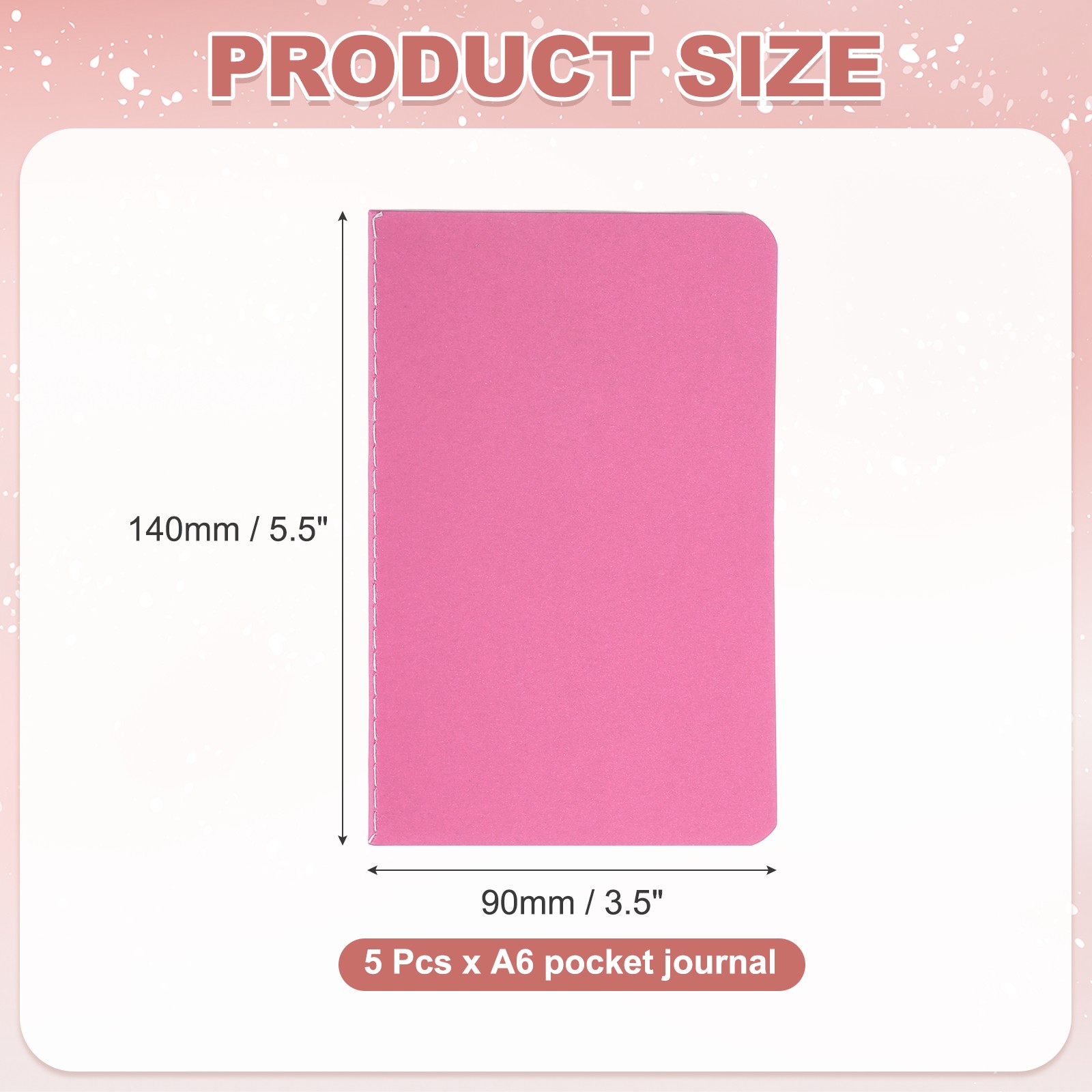 5 Pack A6 Notebook, A6 Journal Mini Notebook Pocket Kraft,Hot Pink