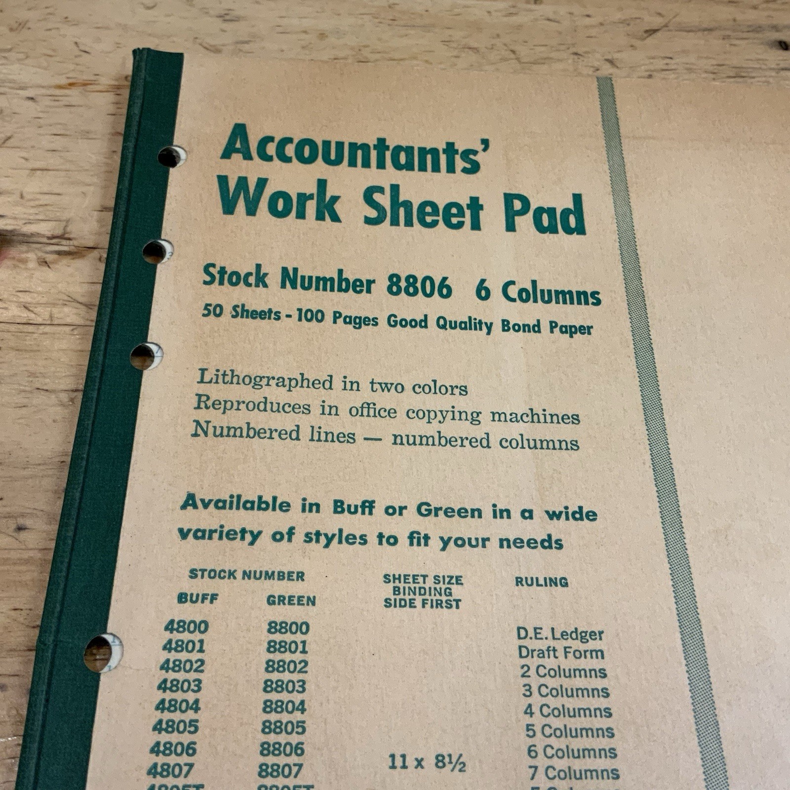 Lot 2 Vintage Columnar Pads Wilson Jones Boorum Pease 6 Column USA Accounting