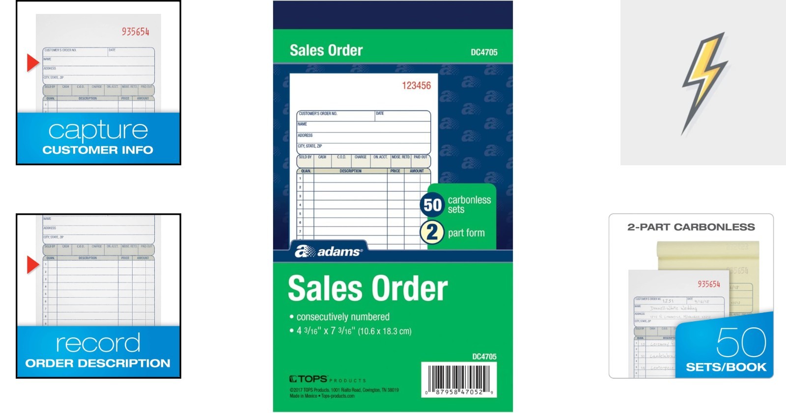 Professional Carbonless Order Book, 50 Sets, 2-Part for Small Business Use