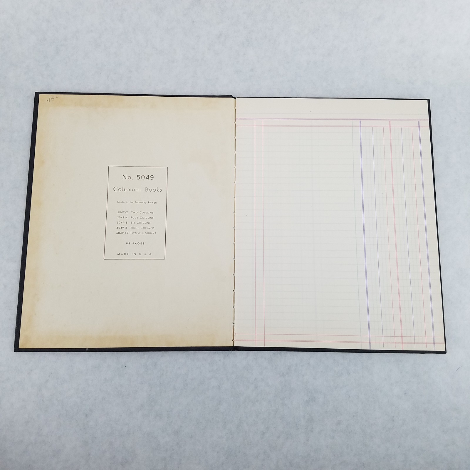 Vintage Hard Bound Columnar Book 2 Column 88 Pages USA Made Bookkeeping 5049-2