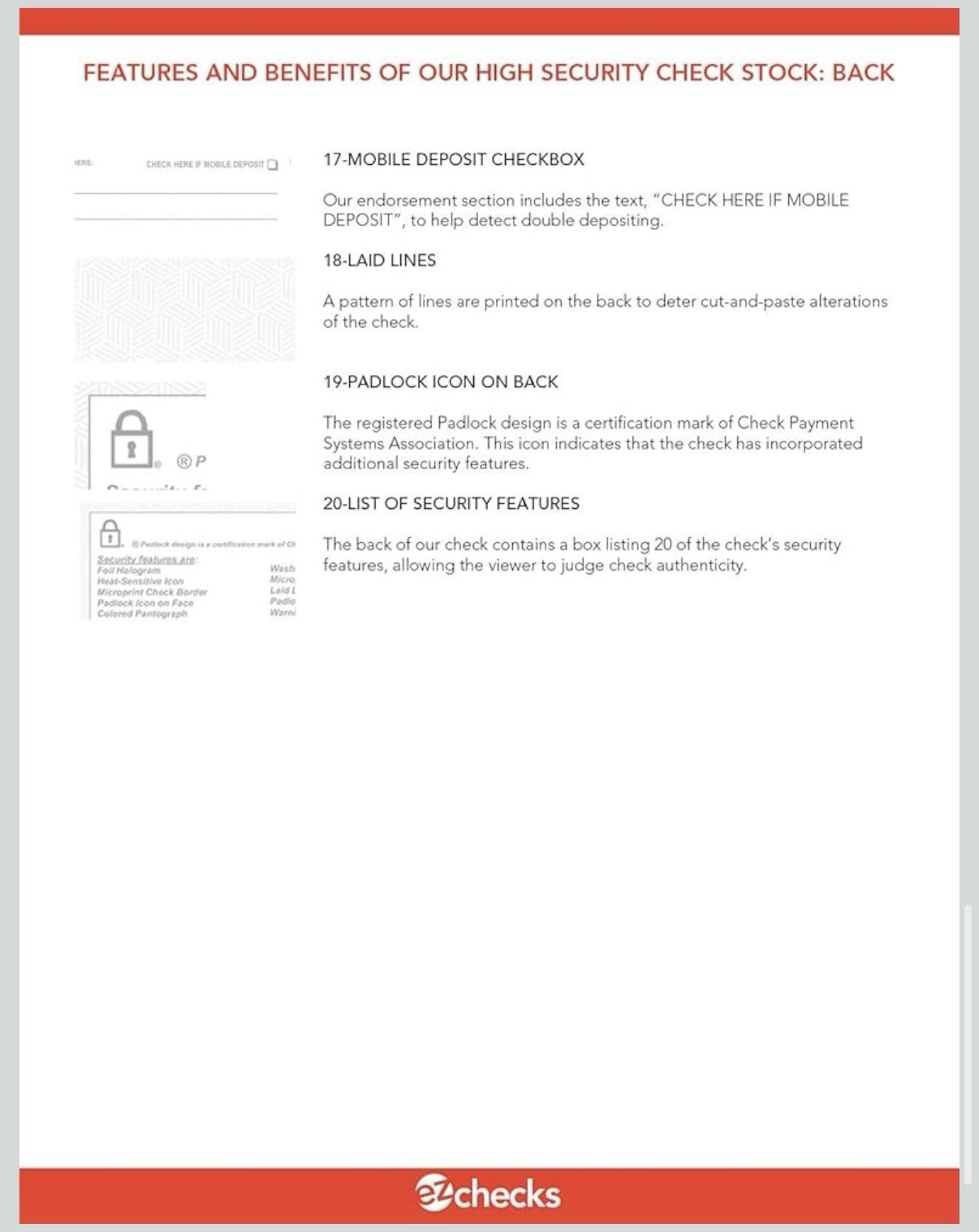 EZ Checks High Security Blank Check Stock Paper, Check Stock with Hologram