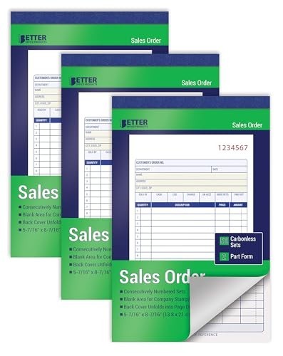 Large Carbonless Sales Order Books – 3 Pack, 2-Part, 150 Sets, 5.5″x8.5