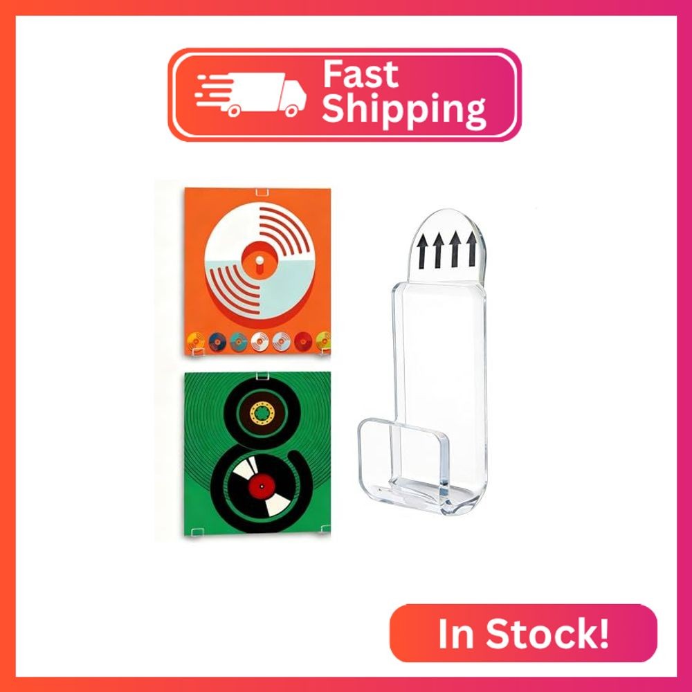 Kalami 18 Pcs Vinyl Record Shelf Wall Mount Self Adhesive, Clear Acrylic Record