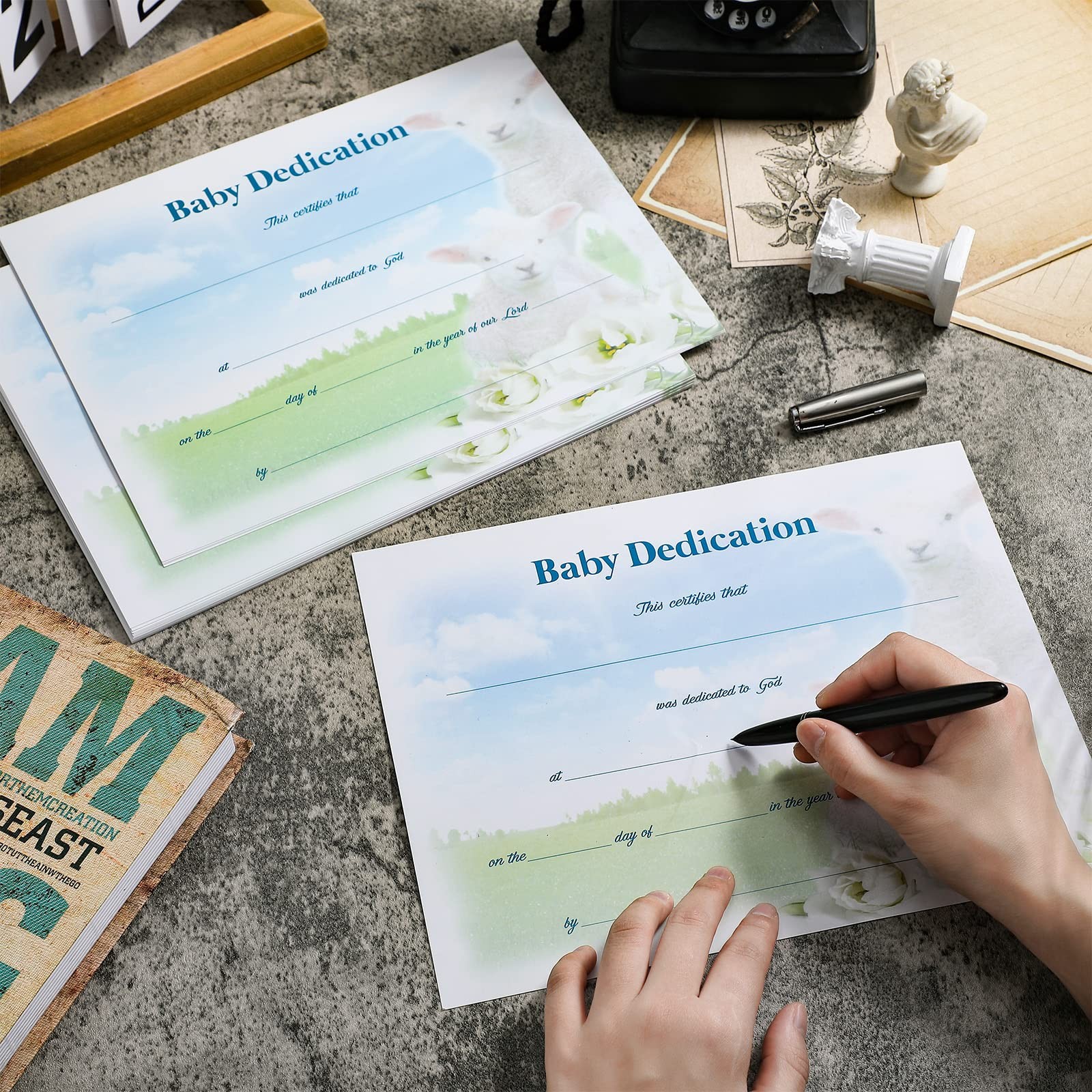 24 Pcs Baby Dedication Certificate Coated Paper Certificate…