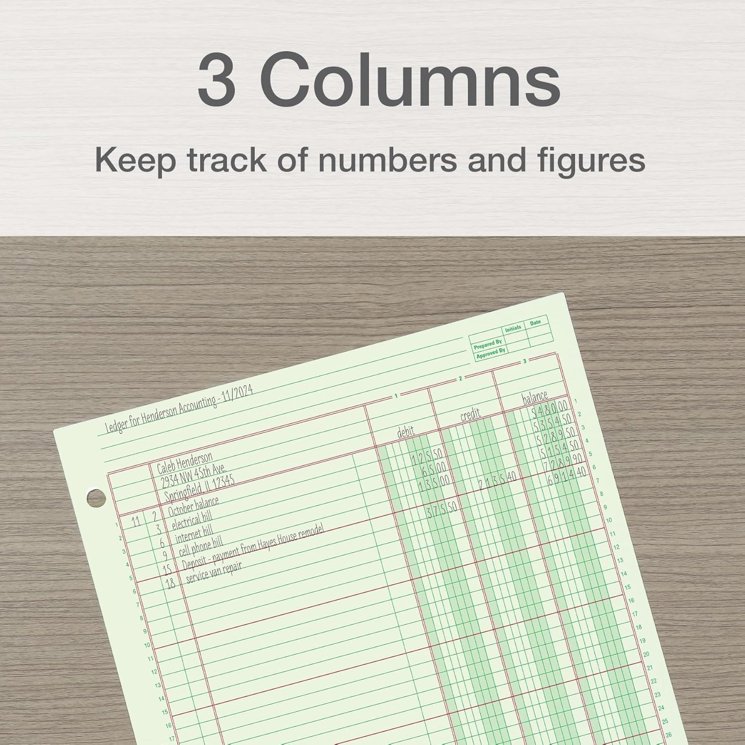 Adams Columnar Analysis Pad, 3 Column, 8 1/2 X 11, Single Page Format, 50 Sheets