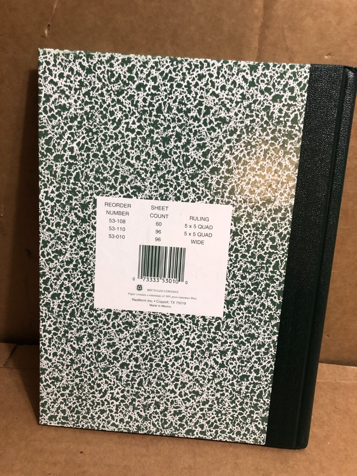 National 53-010 Lab Book, 10-1/8 x 7-7/8″, 96 Sheets, Wide Ruled NOB