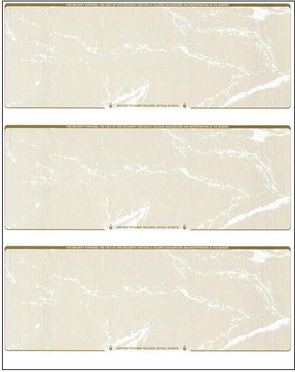 2500 Blank Check Stock Paper – 3 on a Page Business Check paper – Gold Marble