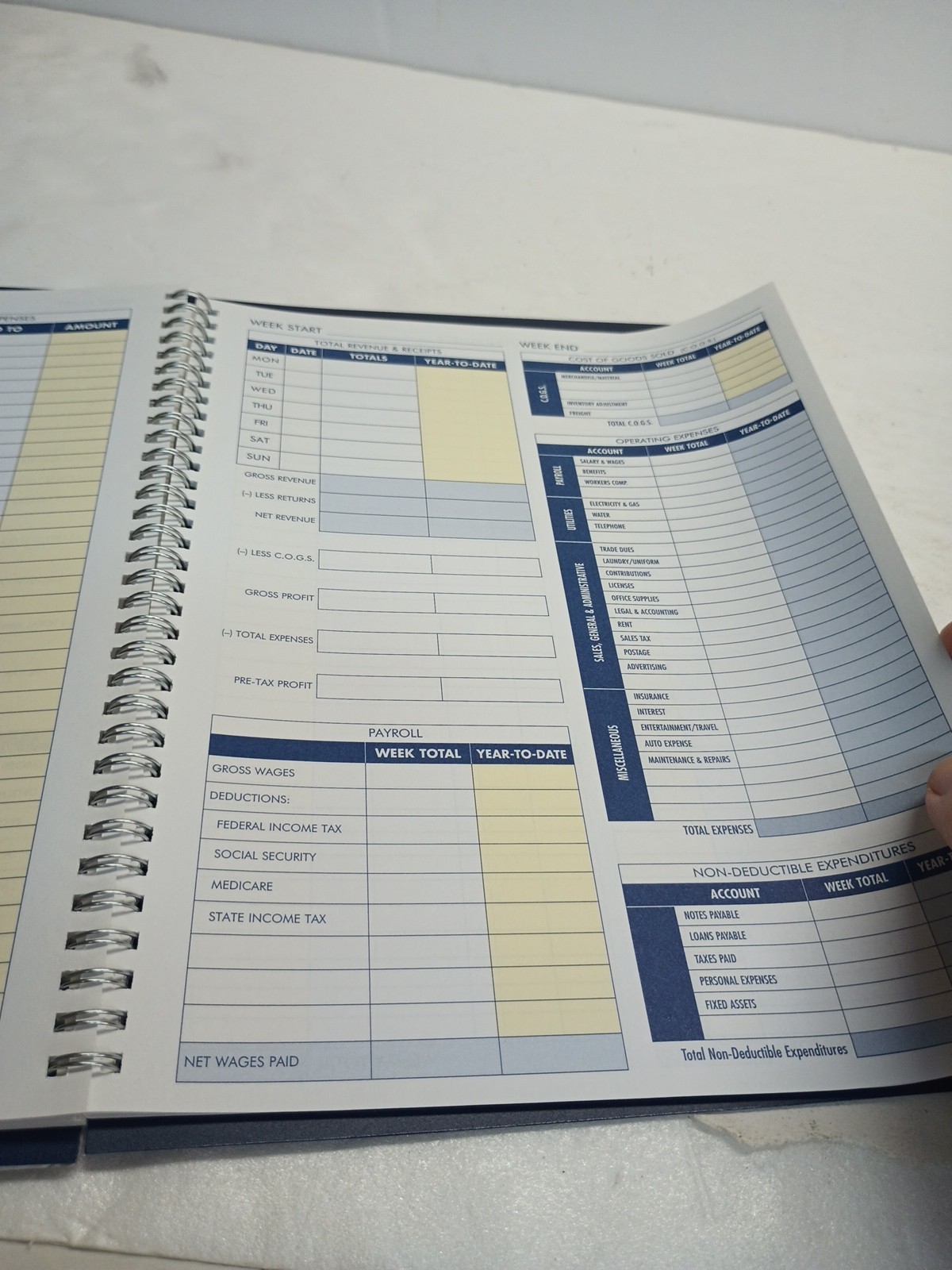 (1) PO Adams Weekly Bookkeeping Record Book, Spiral Bound,8.5 X 11 Inches, AFR70