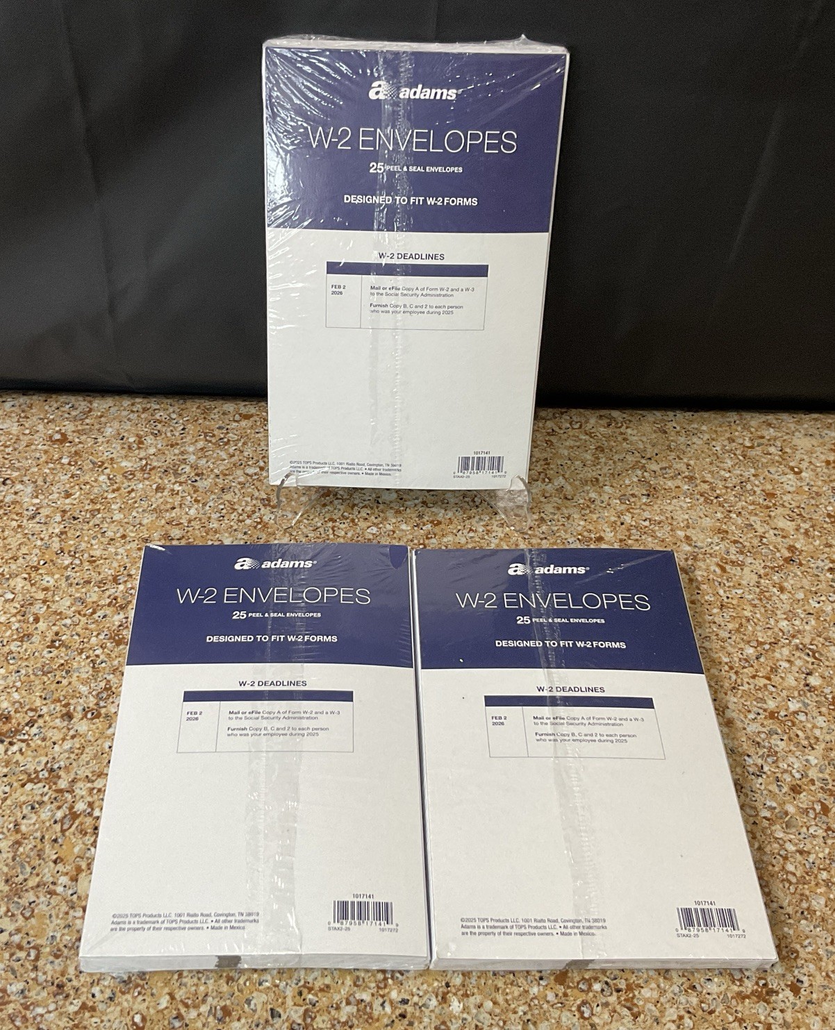 25 Count Adams W-2 Peel & Seal Security Envelopes Lot Of 3/75 Total