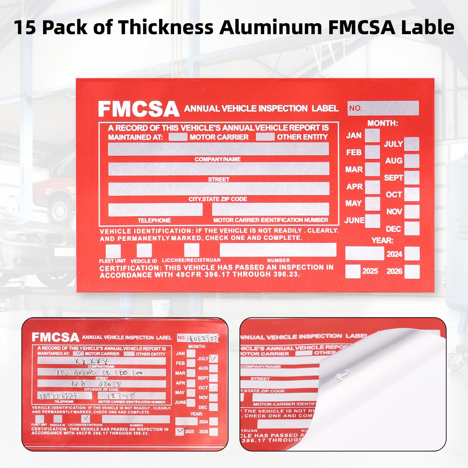 15-Pack Annual Vehicle Inspection Report Form, 3-Ply Carbonless Form and Hard…