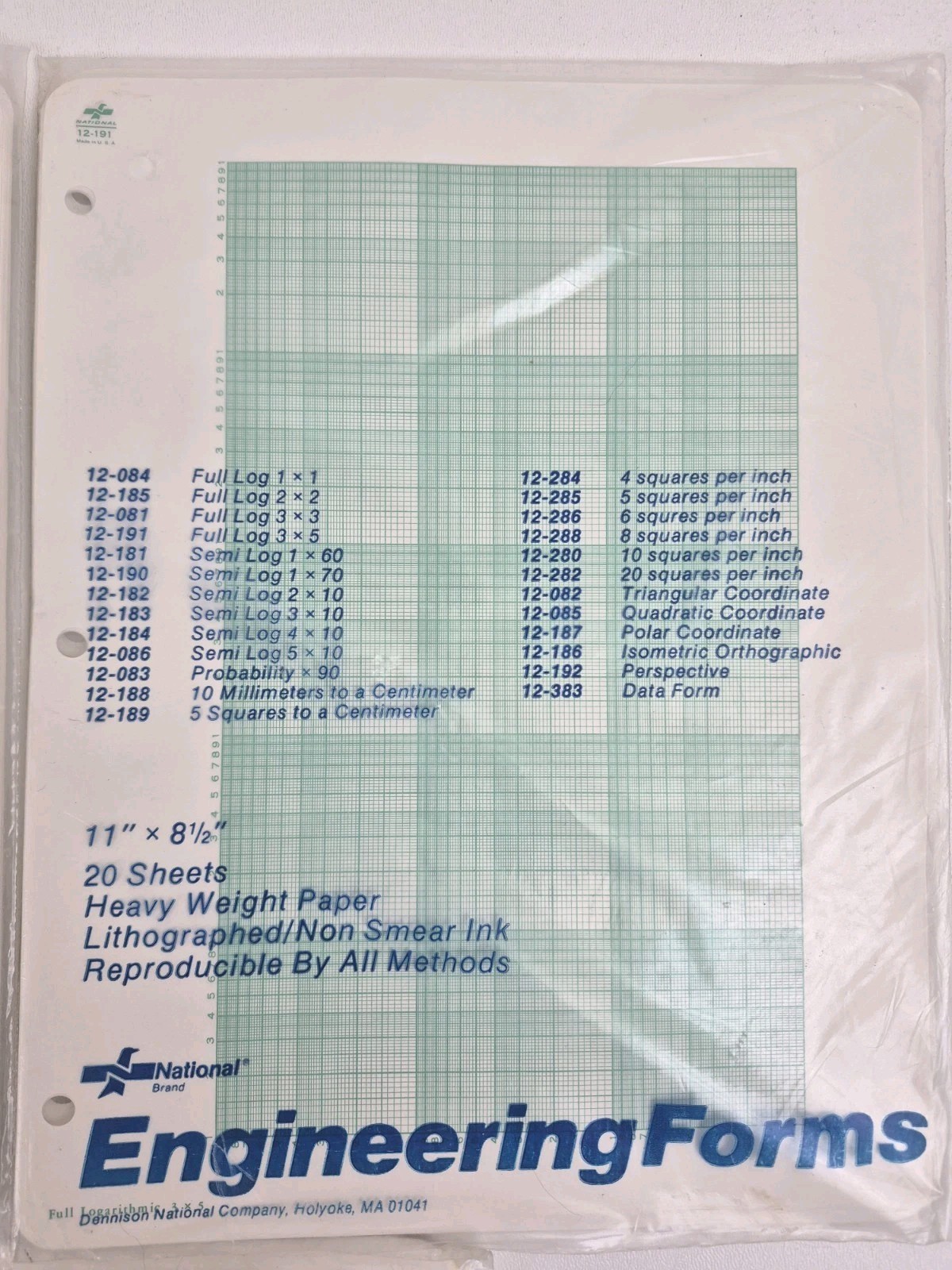 Engineering Forms Logarithmic Graph Paper Lot 100 Sheets 11×8.5 Vintage