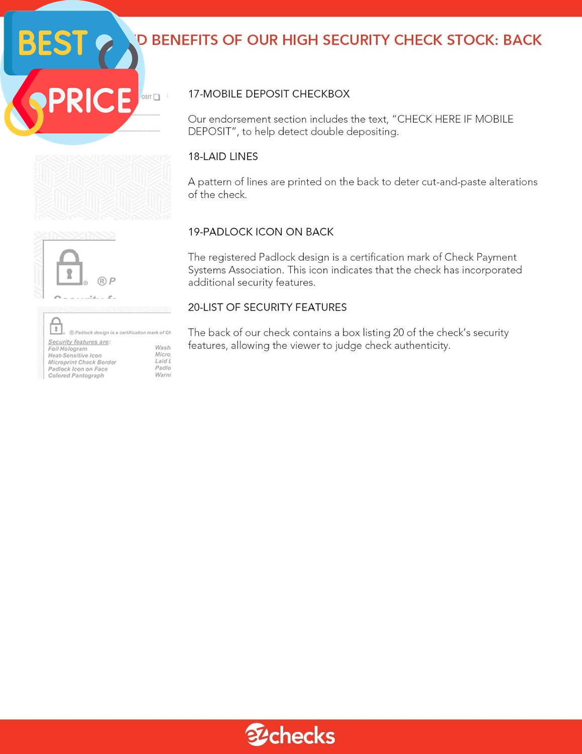 3 Checks per Page Hologram High Security Laser Check Stock | 150 Sheets/450 Chec