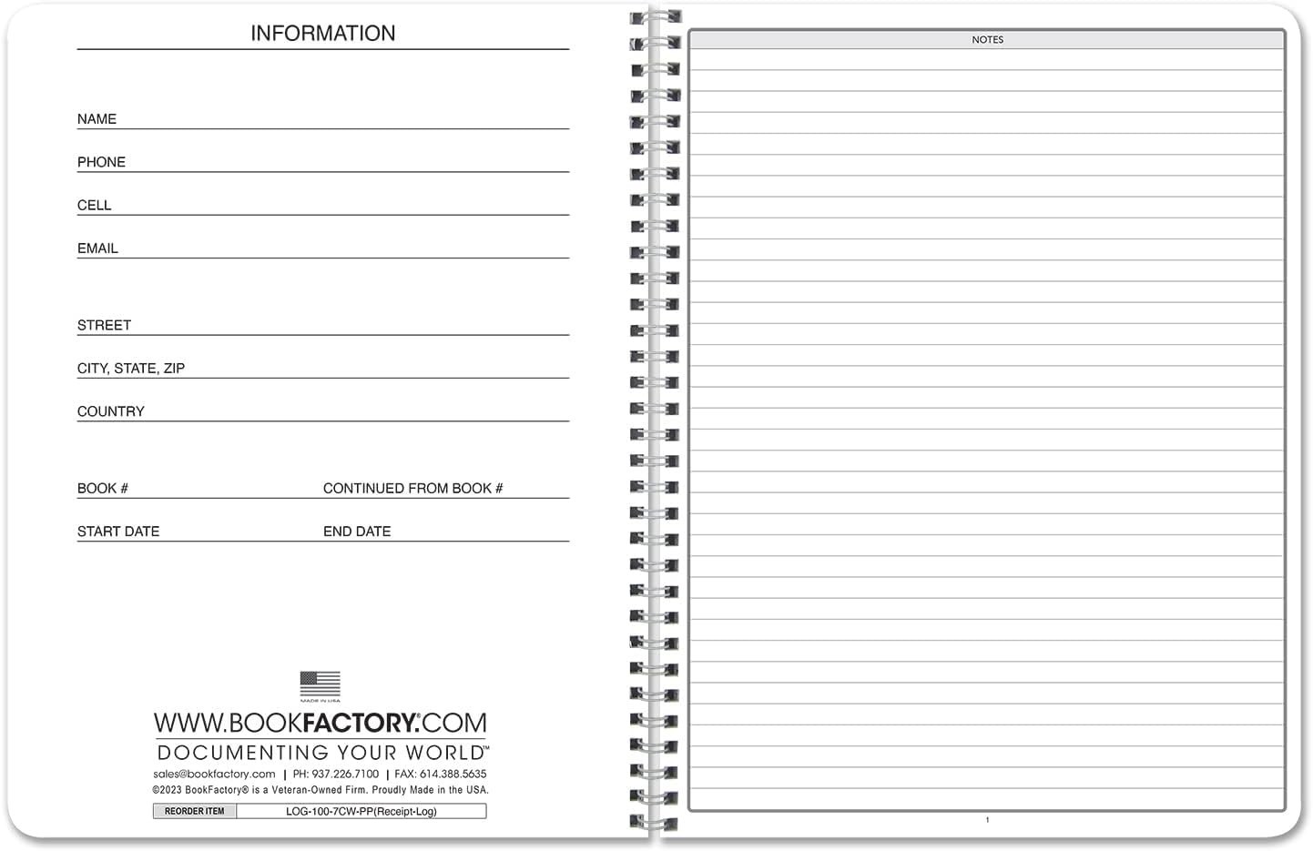 100 Page Receipt Log Book for Business Use, Durable Travel-Friendly Design