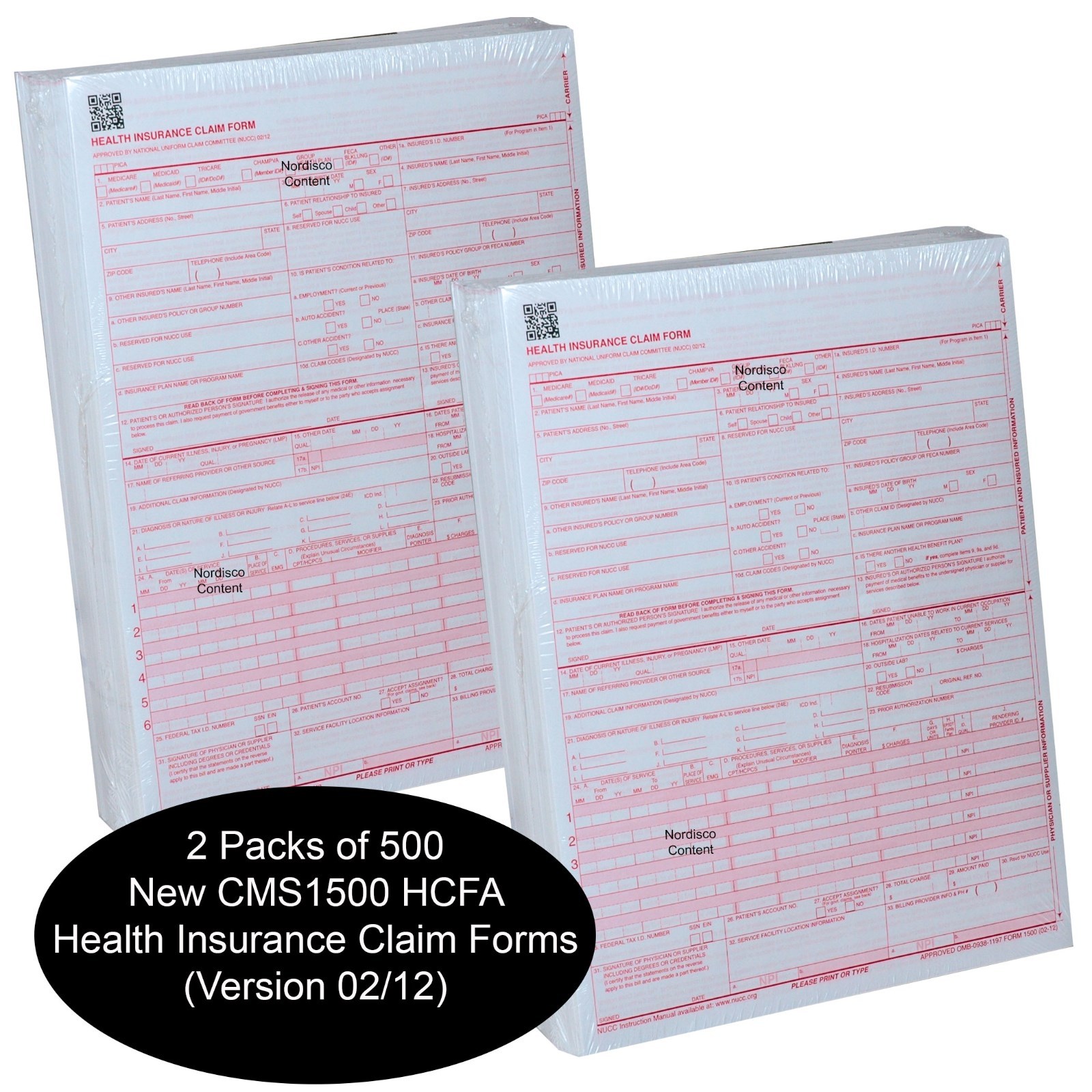 1000 Forms, New CMS 1500 HCFA Health Insurance Claim Forms (Version 02/12)