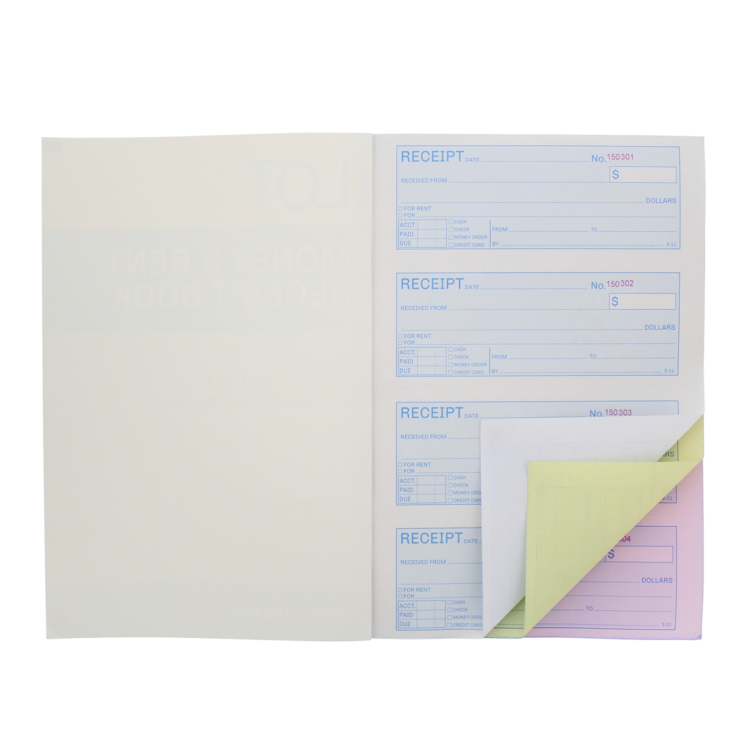 Lot45 Money Rent Receipt Book 5 Piece Set – 7.6x11in – 3 Part Carbonless Books