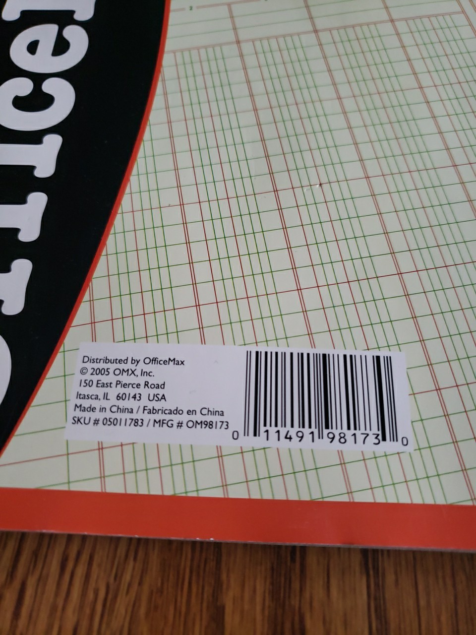 Office Max Green Tint Columnar Pad 13 Columns 11″ x 16 3/8″, 50-Sheets 2005 New
