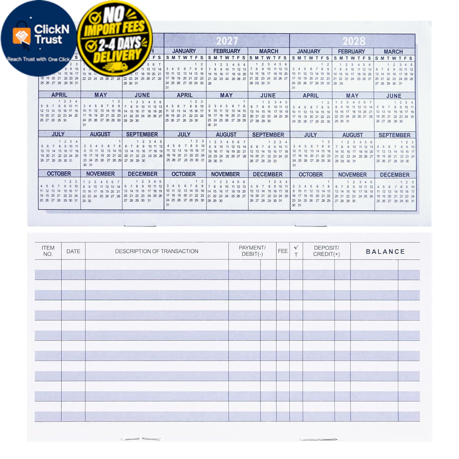 20 Pack Checkbook Register, Check Registers for Personal, Blank Ledger 20PCS